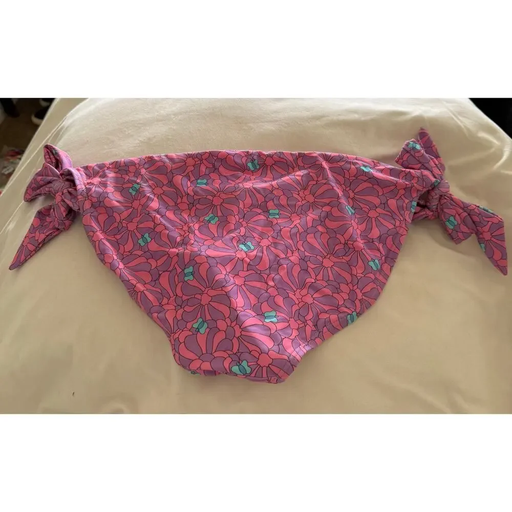 Unique Vintage Pink and Purple Floral Tie Side Bikini Bottom 1X NWOT